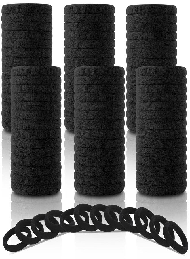 DWKFEOQ 120PCS DWKFEOQ Black Hair Ties for Women Girls, Elastic Ponytail Holders, Cotton Seamless Hair Bands, No Damage for Thick Hair, 1.8 Inch in Diameter (Black) - Image 1